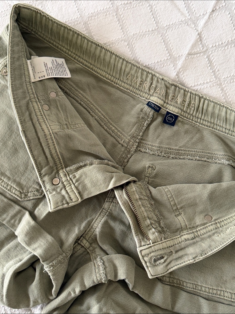 American Eagle Outfitters Olive Green Denim Cutoff Shorts - Picture 5 of 5